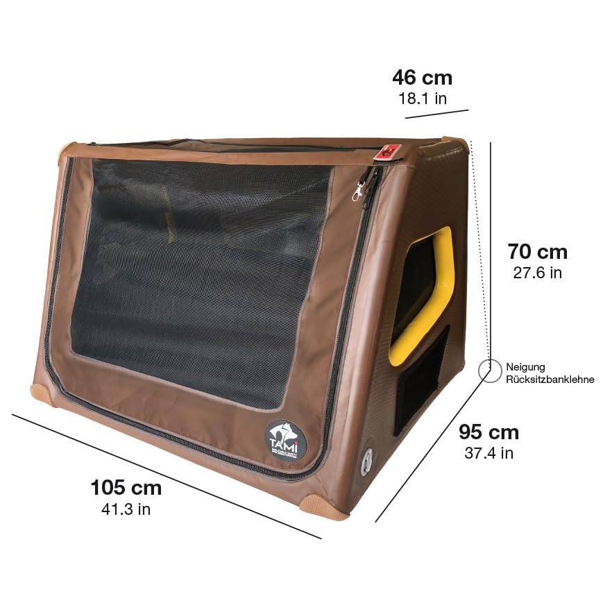 Tami - Hundetransportbox aufblasbar Tragebox Transportbox Hundebox Reisebox Autotransportbox Kofferraumbox Gitterbox Käfig Hund Box Dogbox Inflatable inkl. Dog-Vital Bio-Hundekeks (XL)