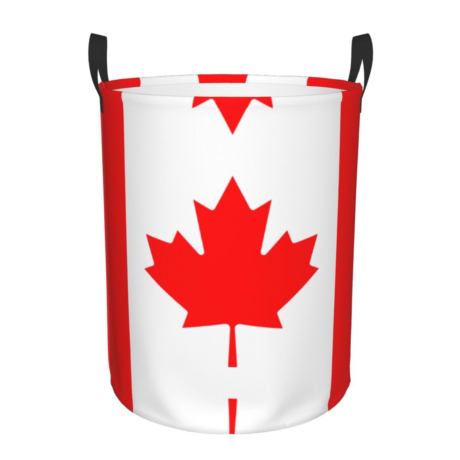 M Circular Hamper – Collapsible Canadian flag Print Laundry Basket