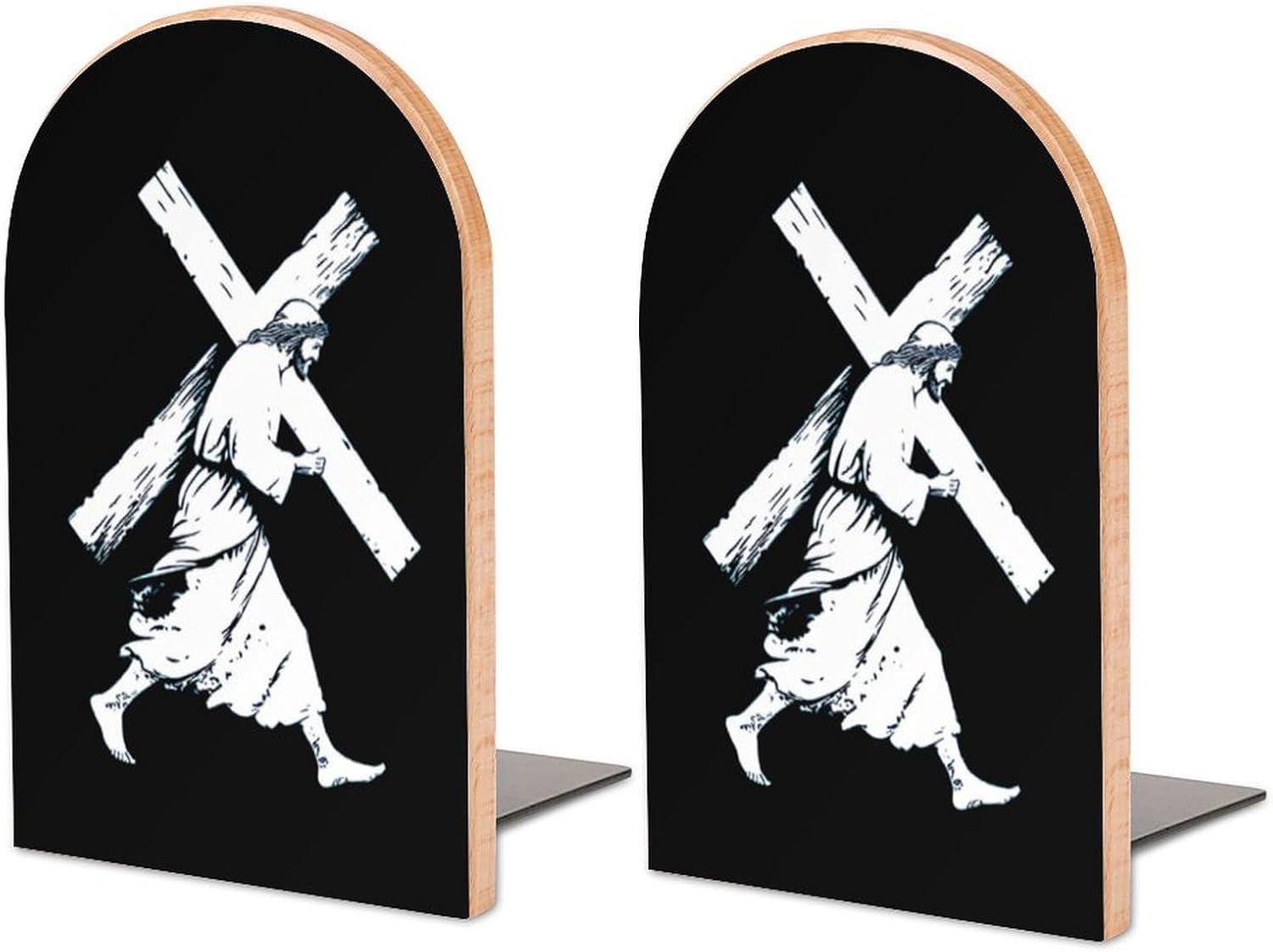 Carrying Cute Wood Book Ends Decorative Bookends 1 Pair Non-Skid for Shelves Home Office 7 X 5 Inch