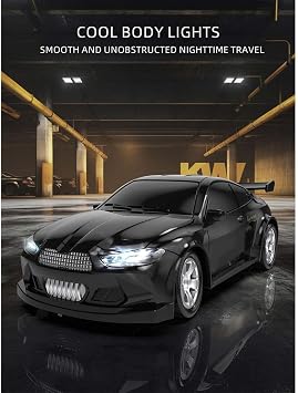 1/64 Scale 4WD Mini RC Drift 2.4G 15KM/H High Speed RC Racing Car with LED Lights Charger & Barrier Drift Tire Ready to Run Remote Control Super Car