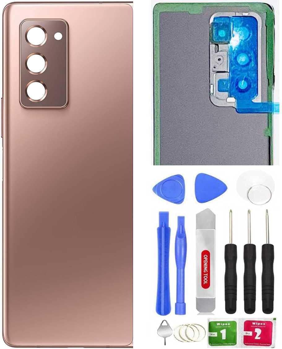 ULK Z Fold 2 Back Glass Replacement W/Camera Lens and Pre-Installed Tape for Samsung Galaxy ZFold 2 SM-F916 5G Version Z Fold2 5G F916 Back Glass Housing Cover Part + Tools(Bronze)