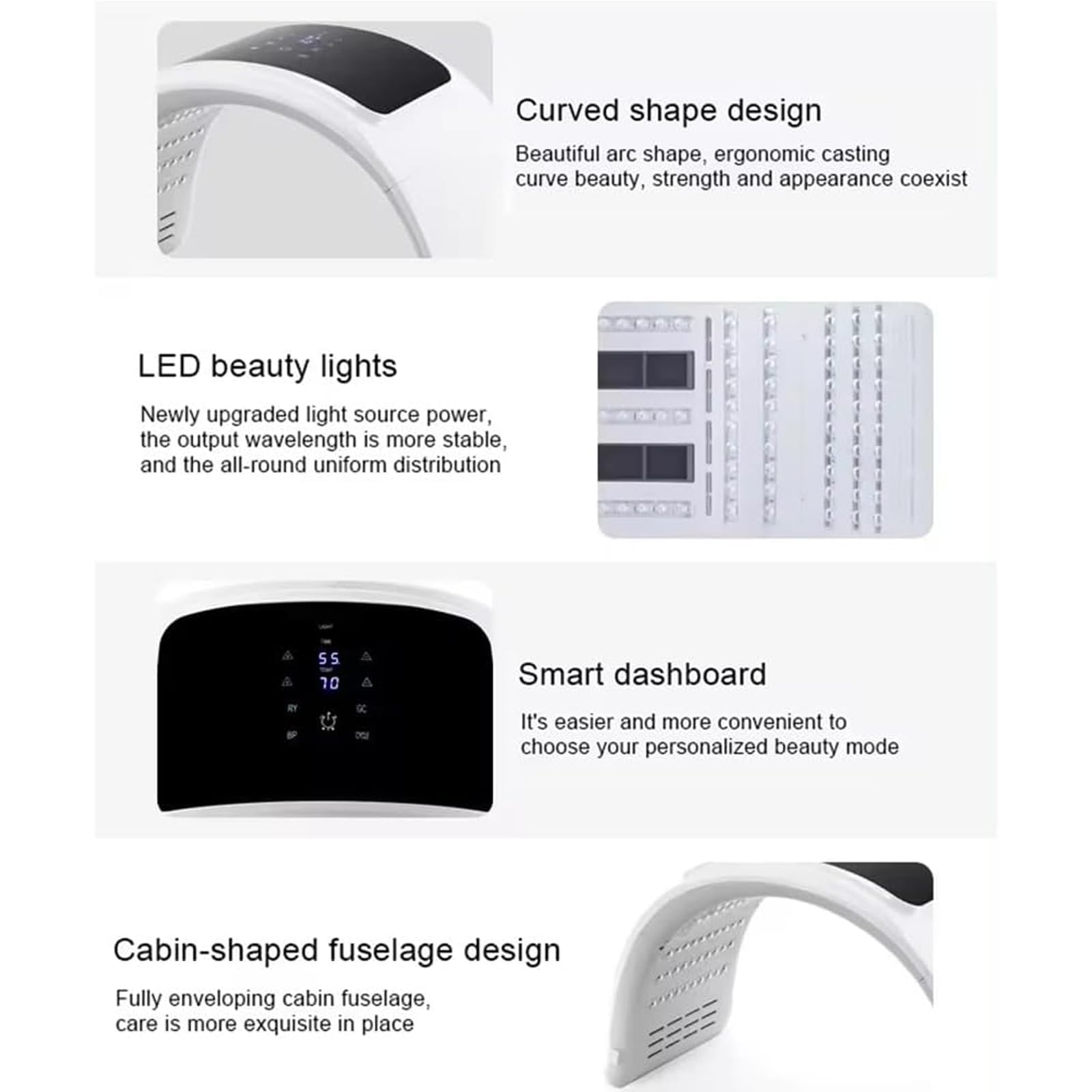Dispositivo per fototerapia a LED a 7 colori, maschera per fototerapia a luce rossa, dispositivo di bellezza facciale pieghevole, spray idratante profondo, antirughe, ringiovanimento della pelle