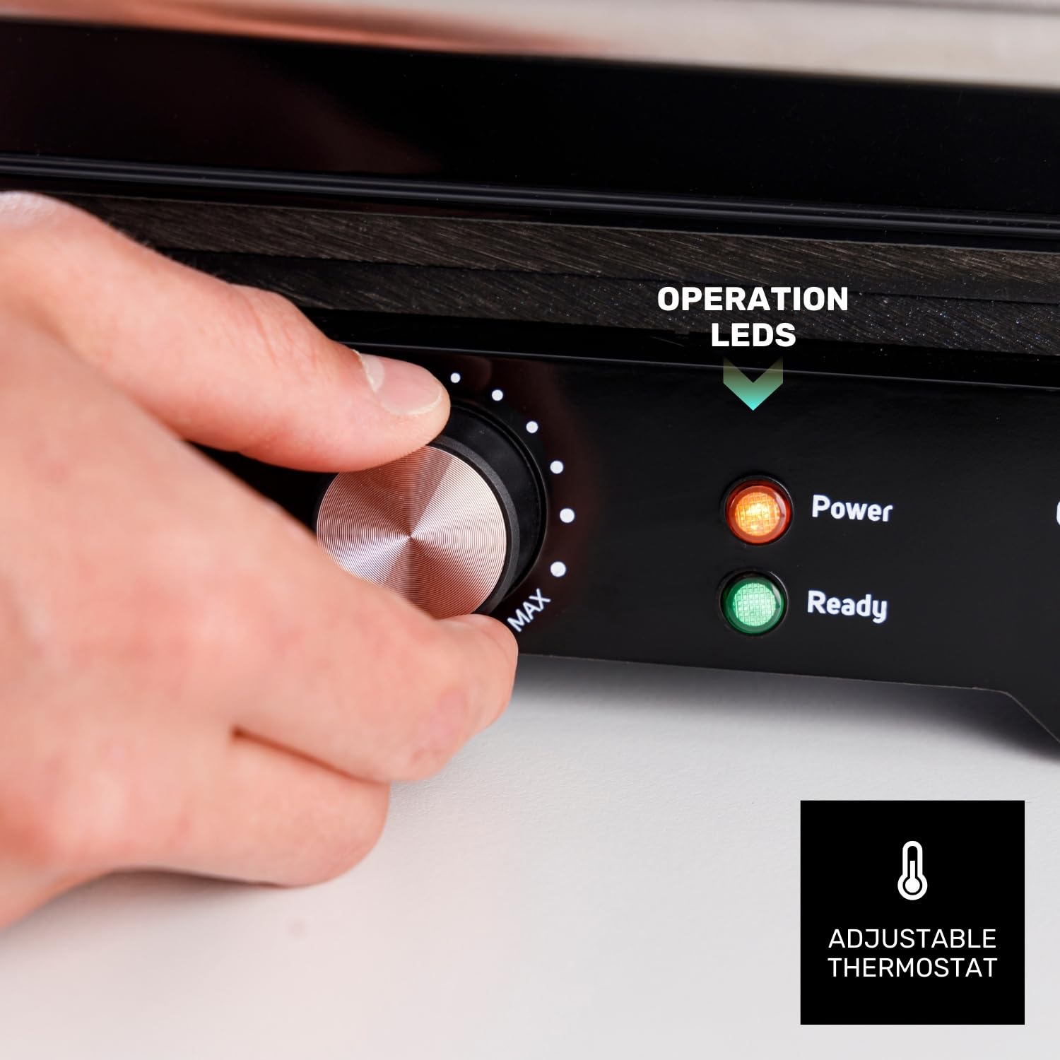 Taurus - Gril Électrique Grill&Co GR1500X | 1500W | Plaques Antiadhésives 27,5 x 17,3 cm | Couvercle Flottant 180º | Thermostat Réglable | Base Antidérapante | Bac à Graisse Amovible