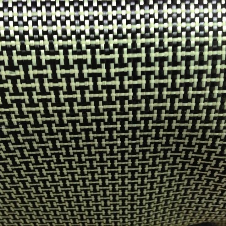 Width 100cm Yellow Black Kevlar & Carbon Fiber Mixed Fabric Plain Hybrid Carbon Kevlar Cloth 100D / 3K 200gsm 12
