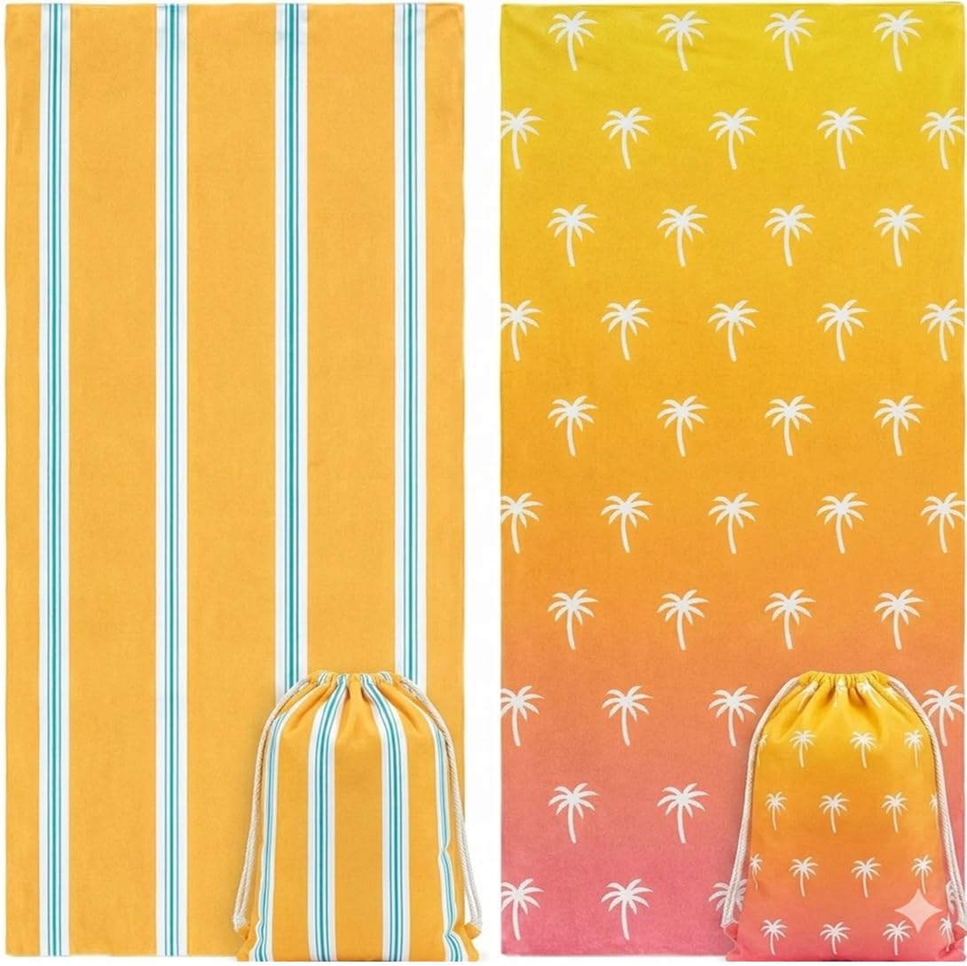 RB INTERNATIONAL Beach Towel with Bag XL 180x90cm 100% Recycled Microfibre Towels for Adults, Quick Dry, Sand Free, Lightweight, Double Sided for Travel Swimming Pool Gym Yoga Camping 10 Colours
