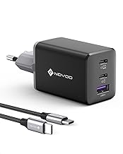 NOVOO Chargeur USB C 67W avec GaN, Chargeur Rapide Compact 3 Ports Compatible avec MacBook Pro/Air, iPad Pro, iPhone 14 Pro Max, Galaxy S22/S21, Steam Deck (Type-C câble Inclus)