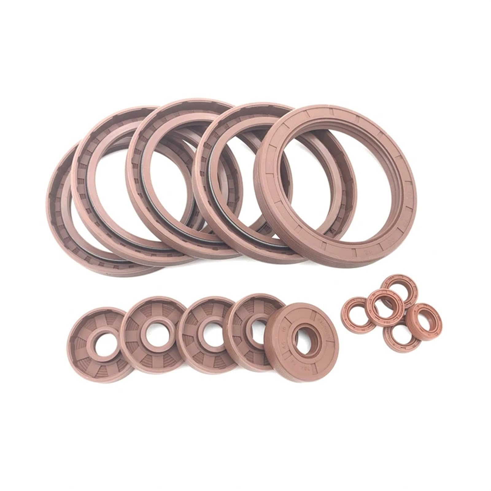 Braune FKM Rahmen-Öldichtung, TC-Fluor-Gummi-Dichtungsringe, Abdeckung, Doppellippe mit Feder für Lager-ID x OD x THK 32 mm (Farbe: Kaffee, Größe: 32 x 56 x 8 _10 Stück)