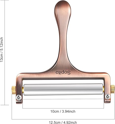 Miniatura 3 de Sopito Cortador de queso de acero inoxidable con 3 alambres adicionales, ideal para cheddar, gruyere, raclette, bloque de queso mozzarella, grosor