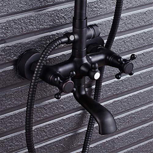 Ensemble de douche de salle de bain noir à double poignée céramique