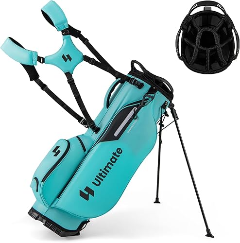 Bolsa de pie de golf ULTIMATE, bolsa de golf de 8 vías con 5 bolsillos, capucha antilluvia, correa desmontable de doble hombro, almohadilla lumbar,