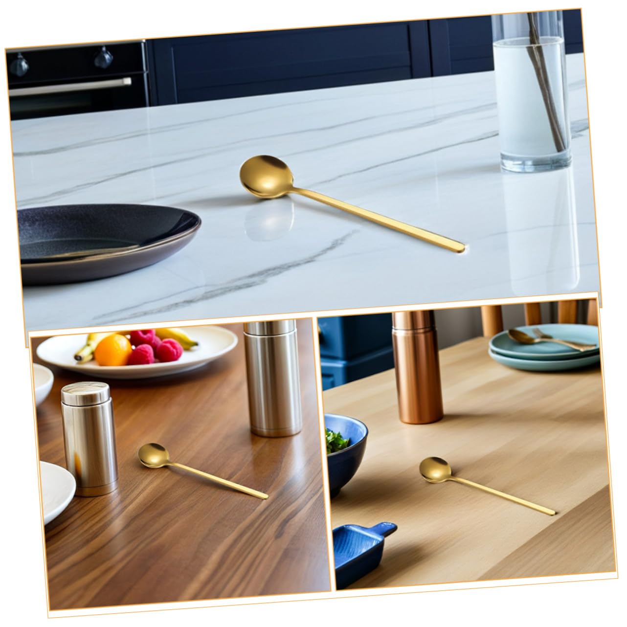 ABOOFAN 30 Pezzi in acciaio inossidabile cucchiai da dessert decorativi cucchiai metallo cucchiaio antipasto per cucinare Cafe Spoon D'oro