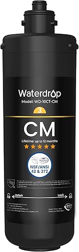Waterdrop WD-10CM debajo del filtro de agua del fregadero, reemplazo TSB-CM sistema de filtro de agua debajo del fregadero de 3 etapas