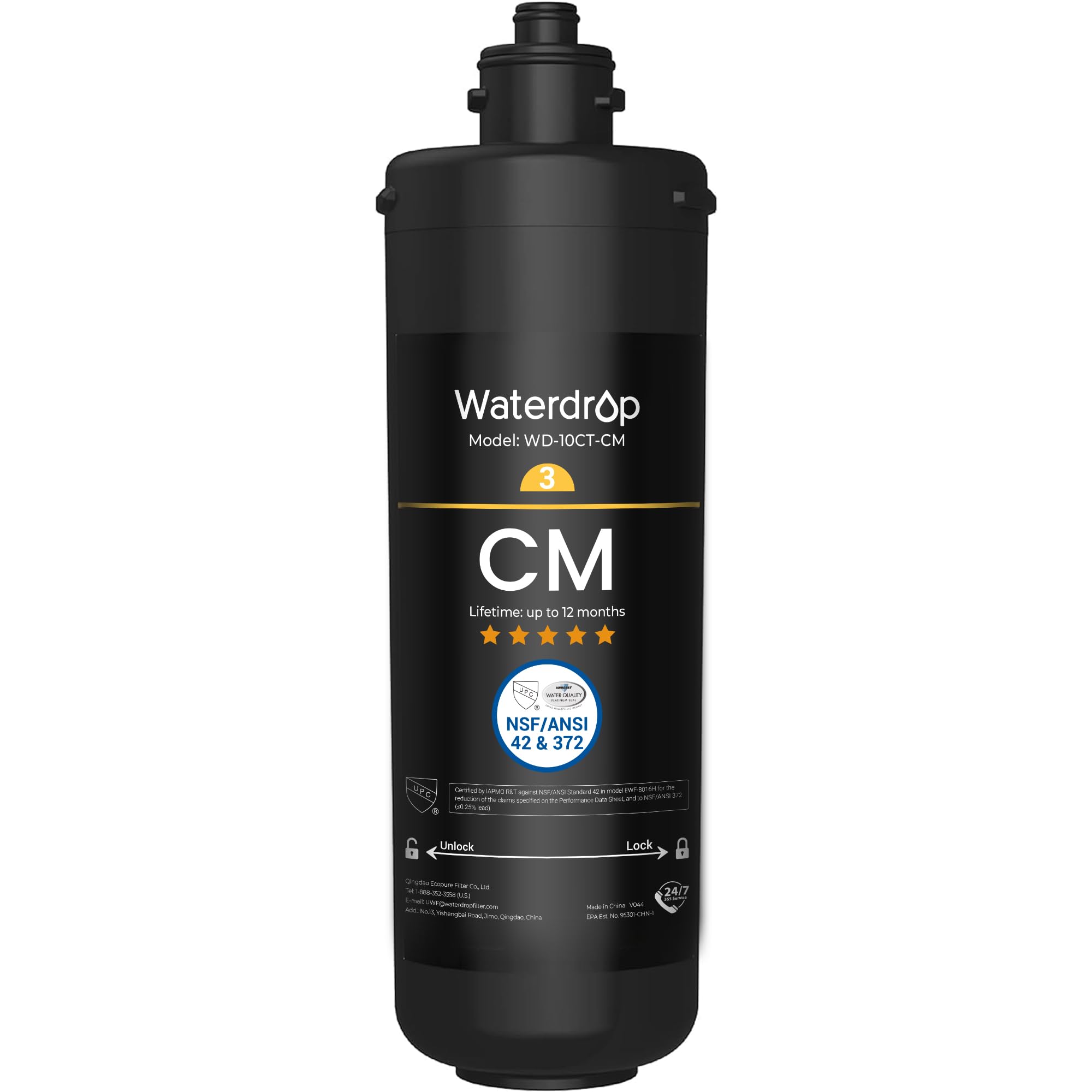 Waterdrop WD-10CM Under Sink Water Filter, Replacement TSB-CM 3-Stage Under Sink Water Filter System