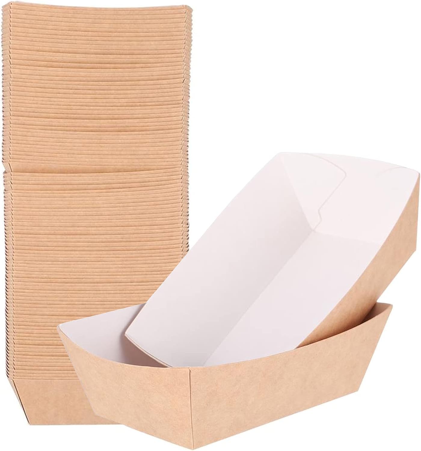 Łódeczka na przekąski na imprezę, kompostowalny pojemnik na papier pakowy, jednorazowa taca na żywność z brązowego papieru pakowego, ekologiczne tacki na żywność, tekturowy kosz na łódkę na