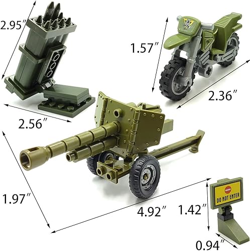 Miniatura 4 de ZHX WW2 Ejército de armas militares armas y armadura de juguete contenedores de trueno operaciones de comando bloque de construcción juguetes juegos