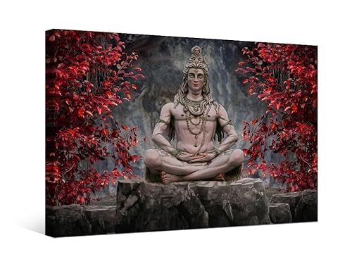 LSIUHWUWI Wanddekorationen für Wohnzimmer Lord Shiva Poster HD-Druck auf Leinwand Wanddekoration für Wohnzimmer Büro 1 Stück Hindu-Gott Lord Shiva Wandkunst gerahmt fertig zum Aufhängen 40,6 x 61 cm