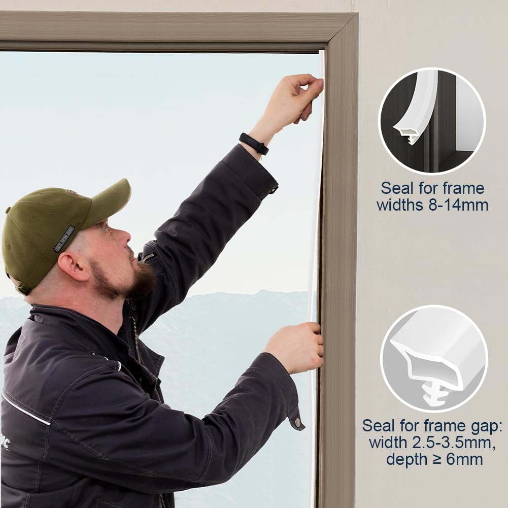 Guarnizione per porta e finestra, 15m Bianco Guarnizione gomma finestra alluminio, finestre in PVC guarniziones gommas, Guarniziones per Porta Finestra, per portes e finestre in LegnoAlluminio.