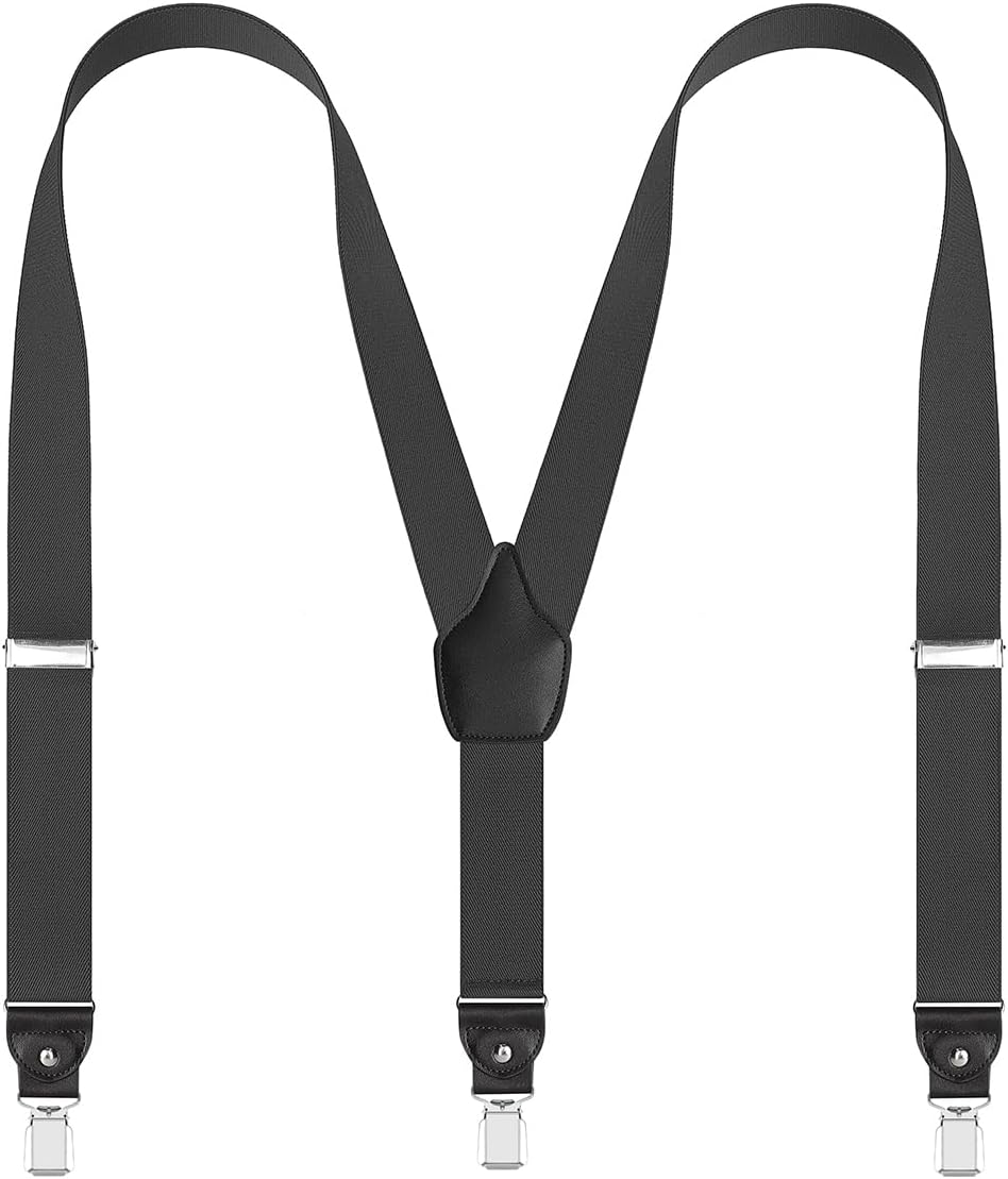 Suspenders for Men Elastic Adjustable Y-Back Costume with Strong Clips