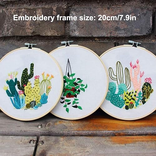 Miniatura 10 de Kit de iniciación de bordado con patrón, gama completa de kits de bordado con 1 paño de bordado con patrón, 1 aro de bordado de bambú, kit de
