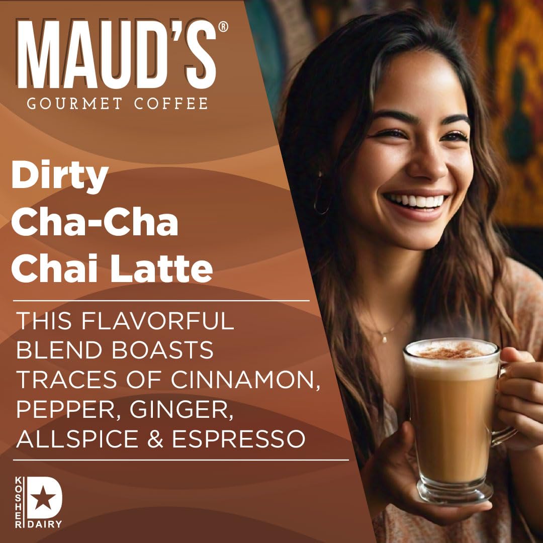Maud's Espresso Chai Tea Latte Pods, 36 ct, Single Serve Chai Tea Pods - 100% Gourmet Blended Tea Leaves, Compatible with Keurig K Cups Maker