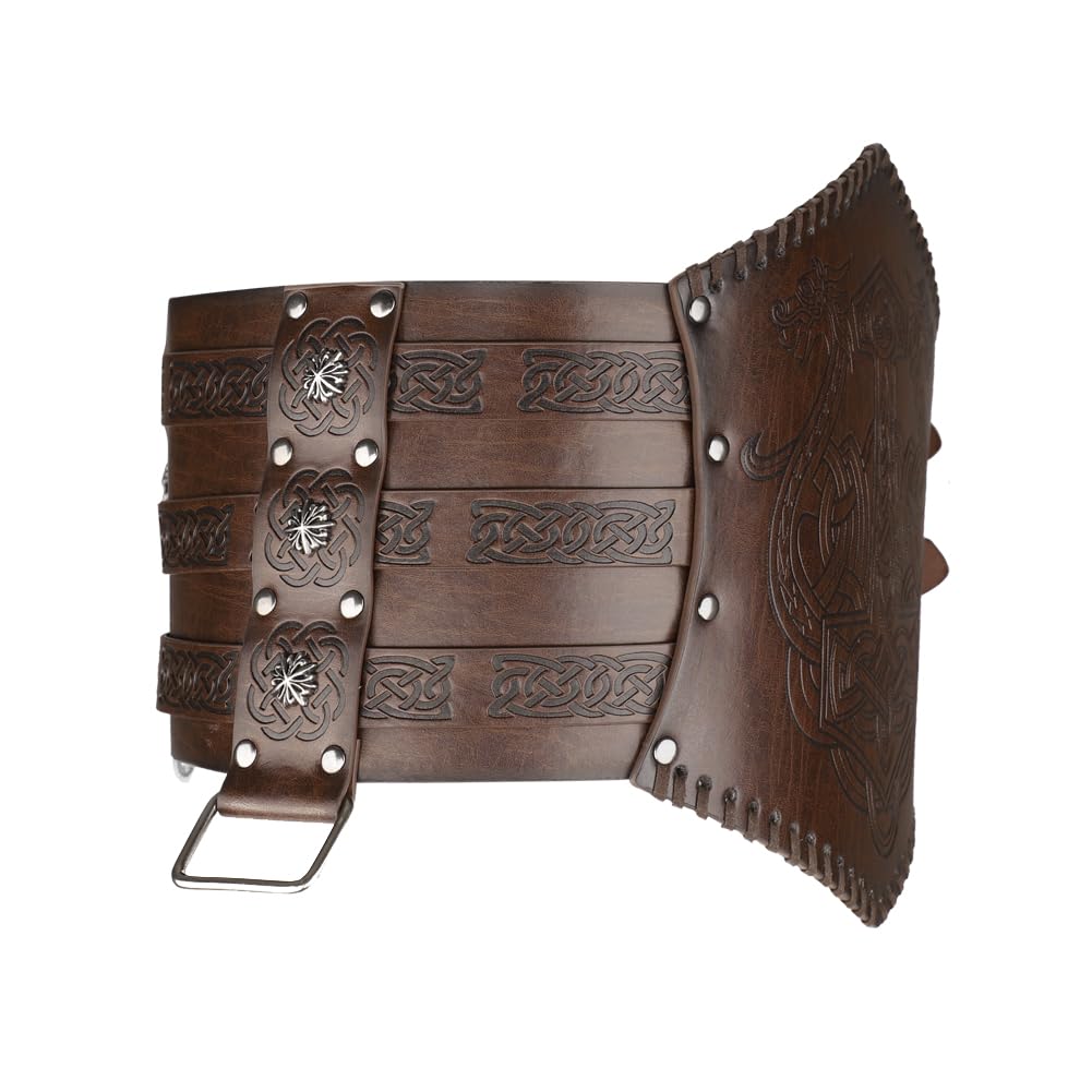 ITODA Medieval Viking Armor Belt Faux Leather Faux Leather Knight Belts Role-playing Knight Belts Men Medieval Cosplay Belt for Adult Halloween Fancy Cosplay Costume Props - Image 3