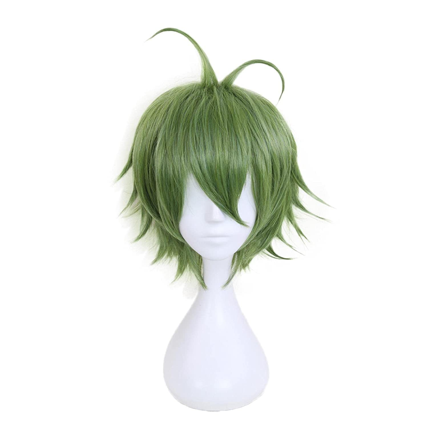 Anime Rantaro Amami Cosplay Wig Short Green Wig Synthetic Hair + Wig Cap Party Role Play Men Women