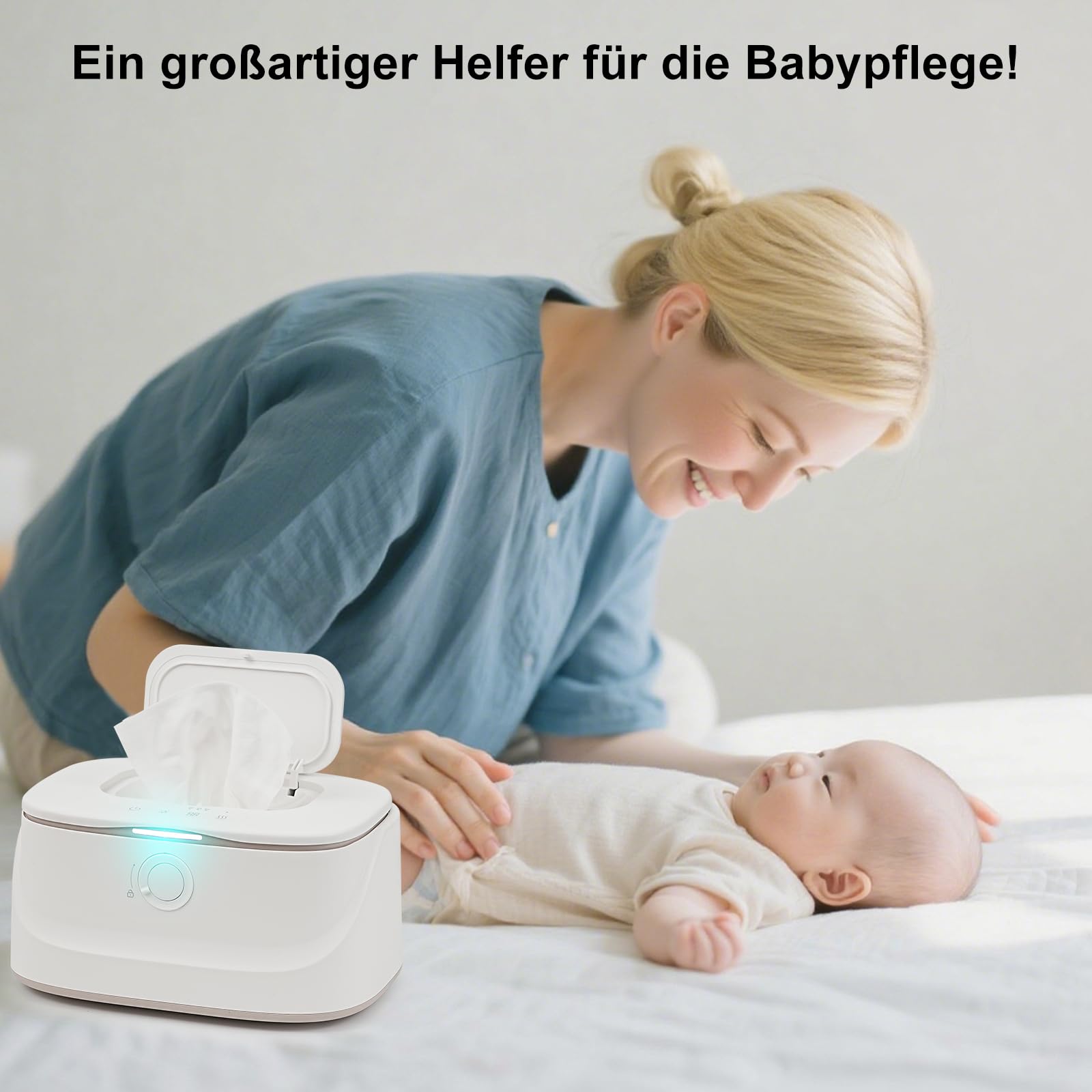 Smart Baby Feuchttücher Wärmer - DREI Temperaturen Anpassung, Kleine Nachtleuchte Weicher Augenschutz, Top-Heizung Frische Handtücher Heizung, Energiesparende Alltagsgegenstände für Babys