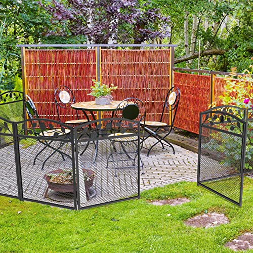 unho XXL Beetzaun aus Metall, Gartenzaun Beetumrandung 110cm hoch, schöner Dekozaun, mit Erdspießen, 5-teiliges Set, schwarz