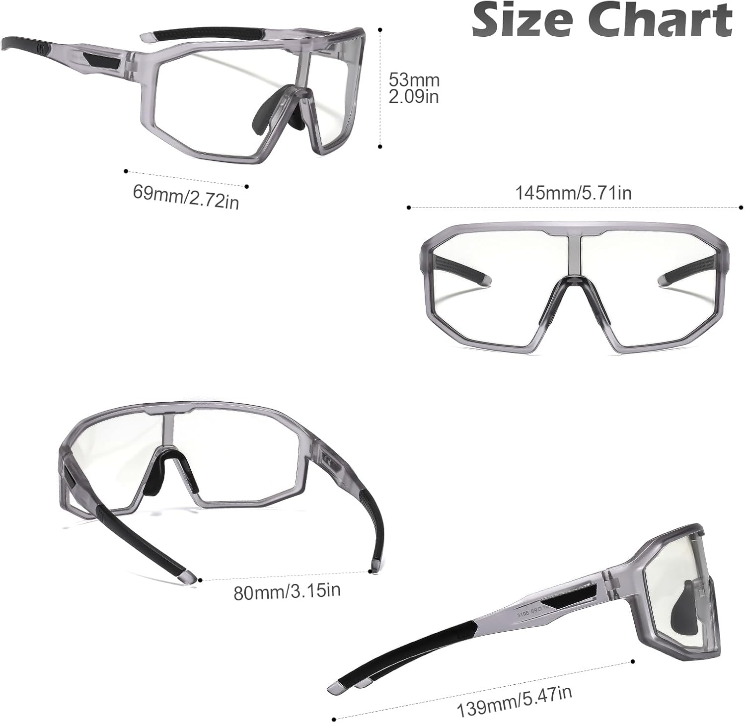 Suertree Photochromic Cycling Glasses Men Women Clear Sports Sunglasses Mountain Bike Riding MTB Bicycle Running Golf