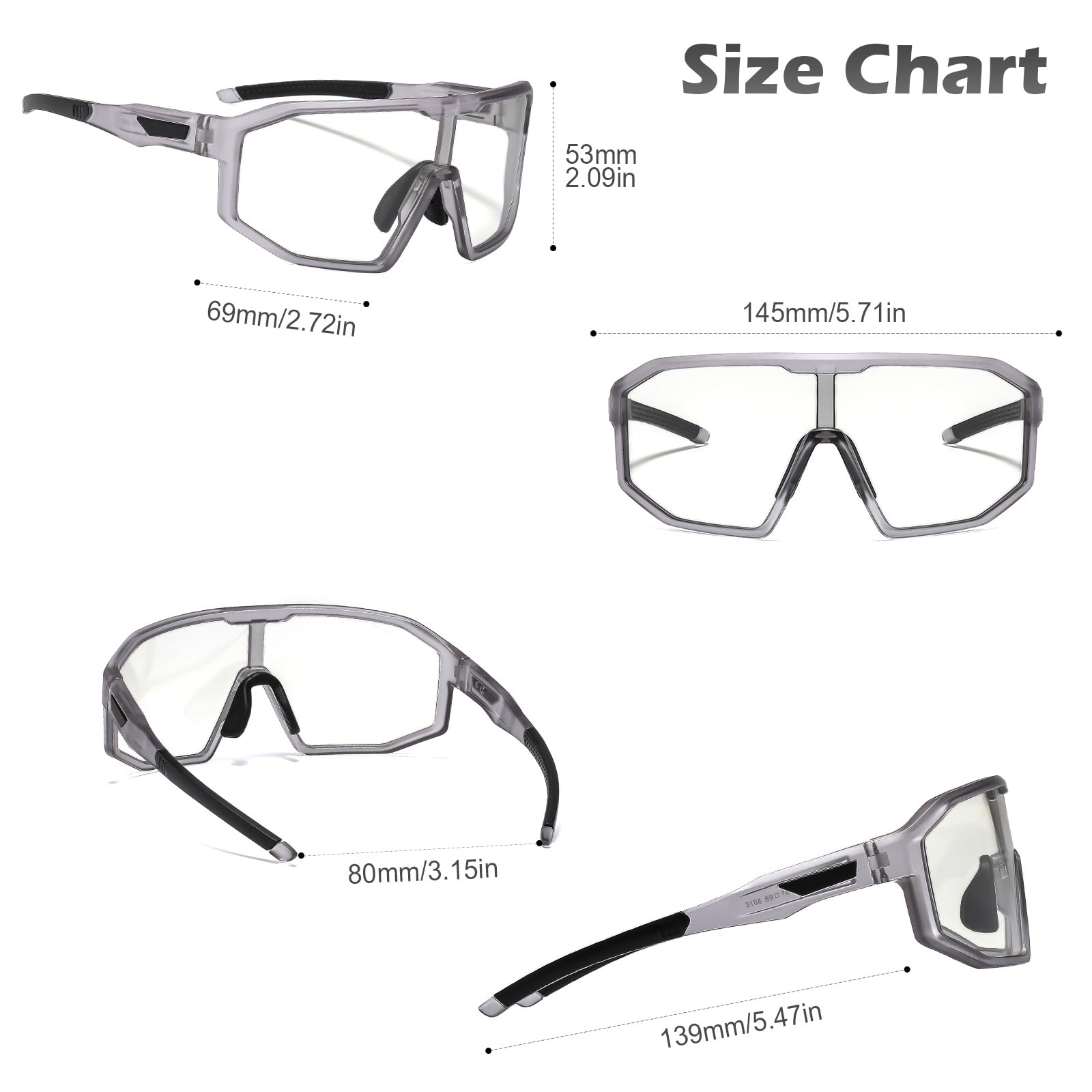 Suertree Photochromic Cycling Glasses Men Women Clear Sports Sunglasses Mountain Bike Riding MTB Bicycle Running Golf