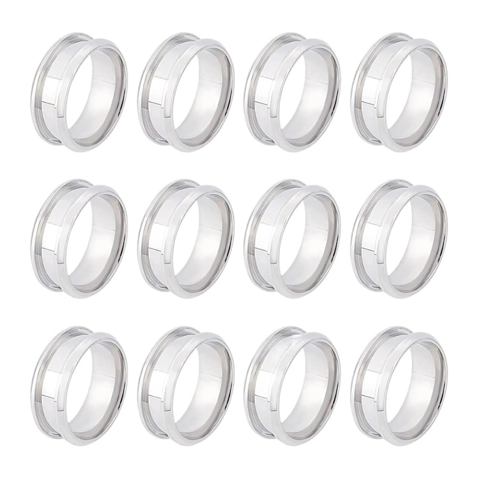 KRFVGYQNK Ring Blank Setting, Blank Rings 36 Pcs Stainless Steel Grooved Finger Ring Size 7 With Velvet Pouches