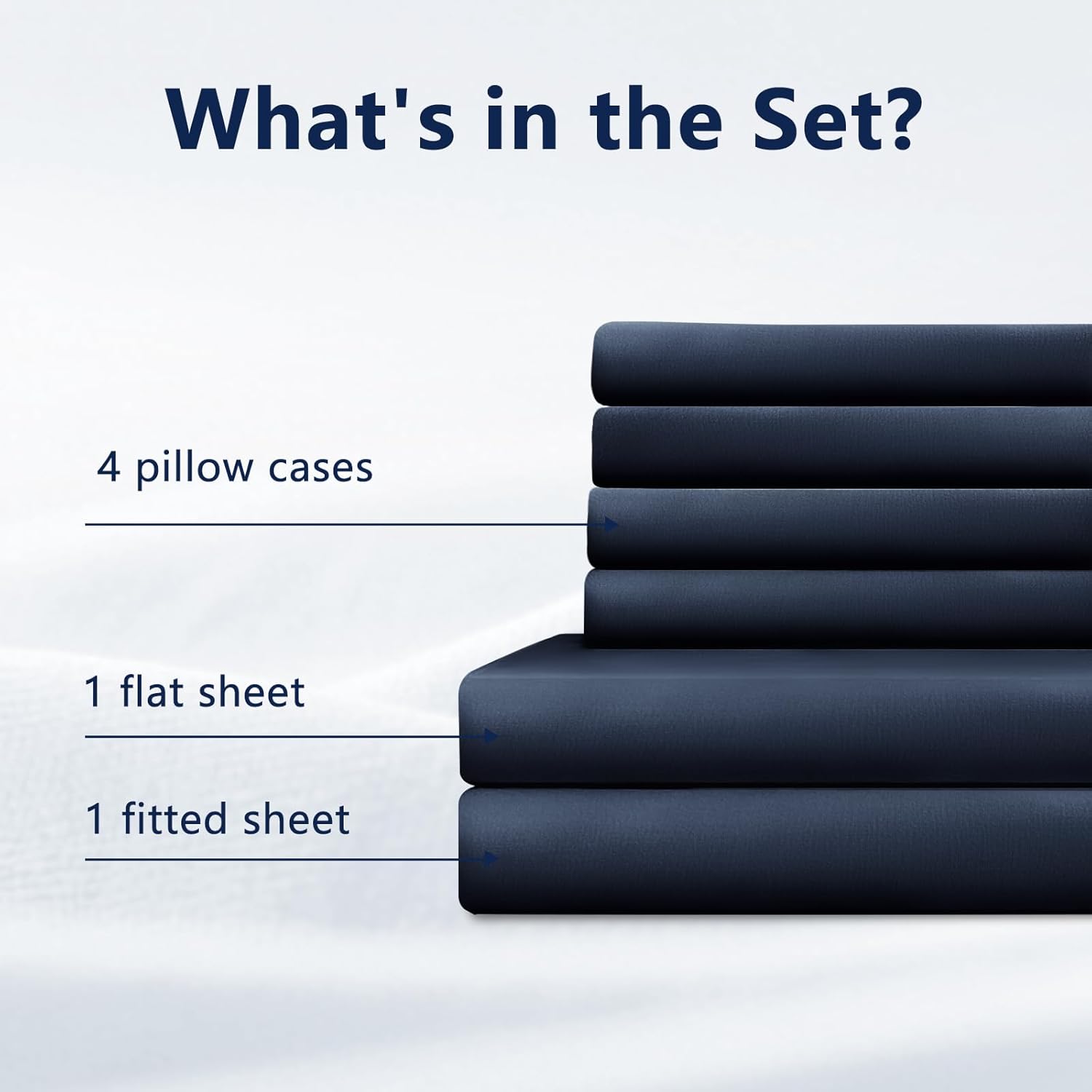 King Size Sheets Set - 6 Piece Luxuriously Soft & Cooling Sheets King Size - Ultra Soft 16" Deep Pocket King Sheet Set - Fitted Sheet & Pillowcase Sets (King Navy Blue)