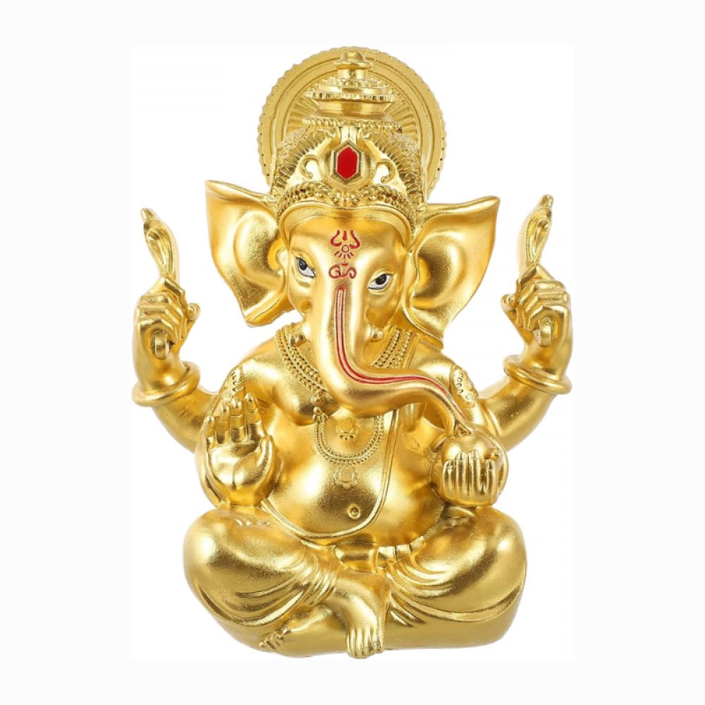BEROSandstone resin elephant nose god of wealth ornament, zen buddha elephant sculpture home decoration, feng shui lucky wealth entrance decoration resin statue-C