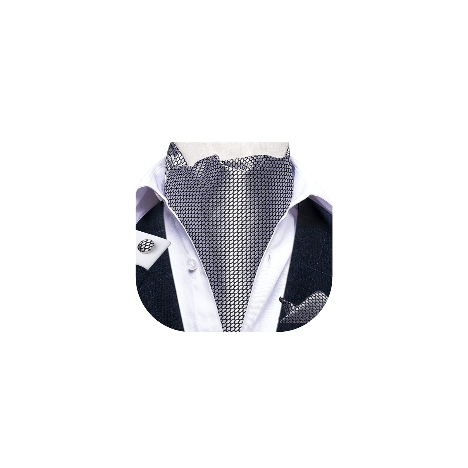 DiBanGu Jacquard Woven Ascot Silk Cravat Set for Men Wedding