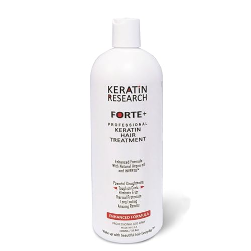 Keratina Forte Brasilera por 33.8 fl oz,con Aceite de Argán marroquí Tratamiento Que Alisa El Cabello Ahora con Una Fuerza Extra, Fórmula Mejorada