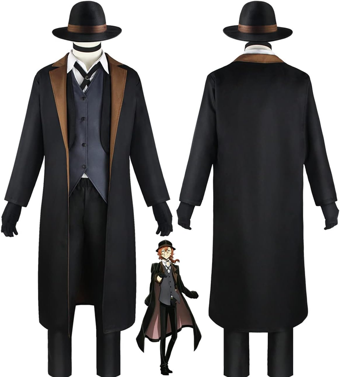 Chuuya Nakahara Cosplay Coat Jacket Halloween Costume Chuuya Cosplay Uniform Complete with Hat and Wig