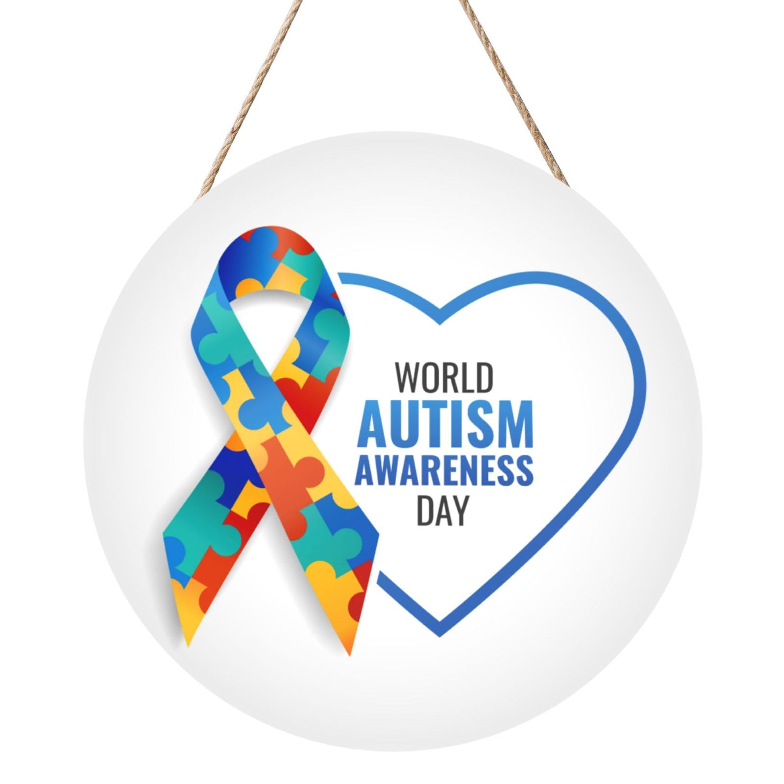 Autism Awareness Day Door Signs Plaques Wood Welcome Sign For Front Door Wall Hanging For Home Farmhouse Office Classroom Party Decoration