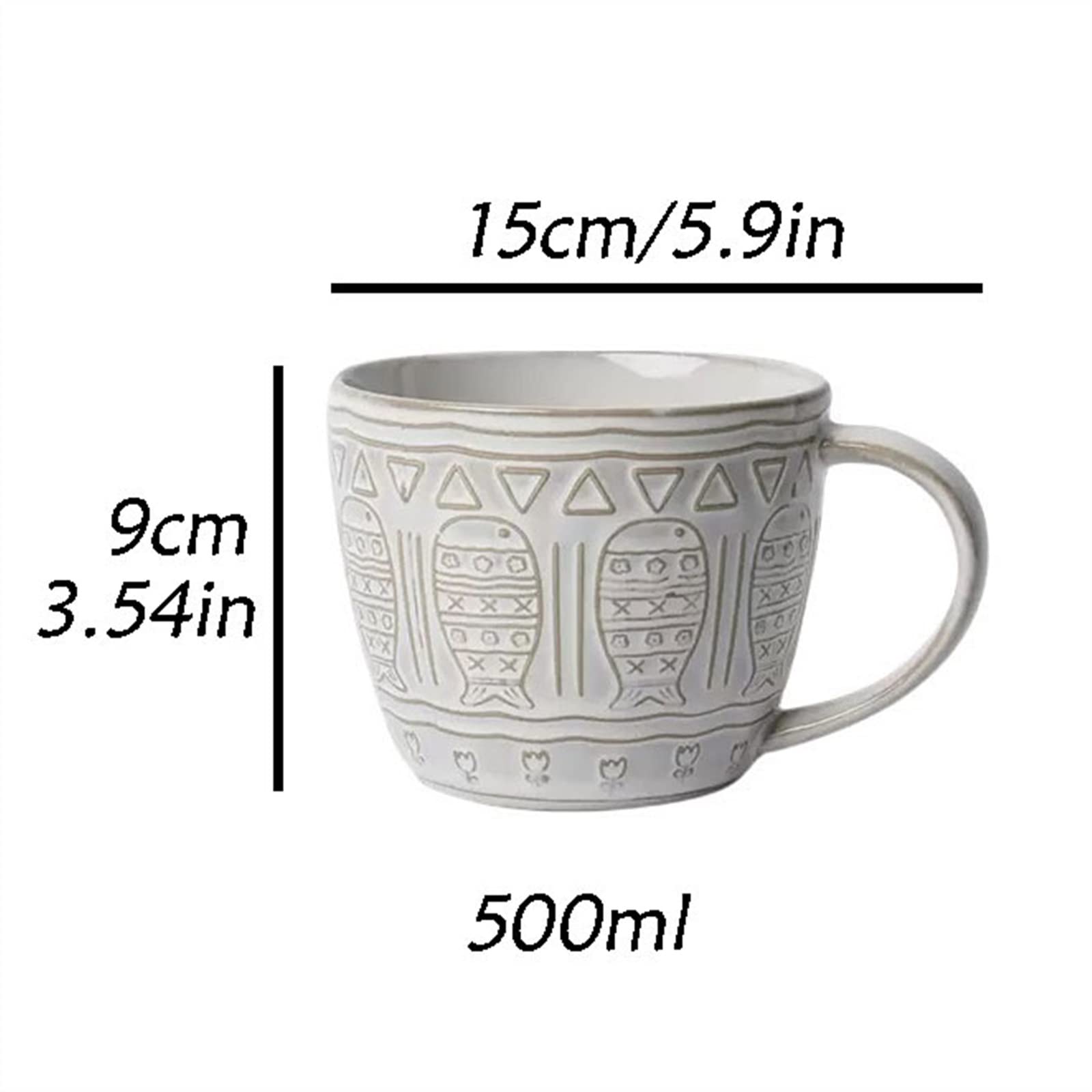 Ceramiczny kubek do kawy Vintage Relief Kubek 500ML Filiżanka do kawy o dużej pojemności Spersonalizowany kubek do picia
