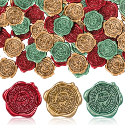 Autocollants 3D vintage de Noël Whaline en relief vert bordeaux et bronze pour cartes - 60 pièces
