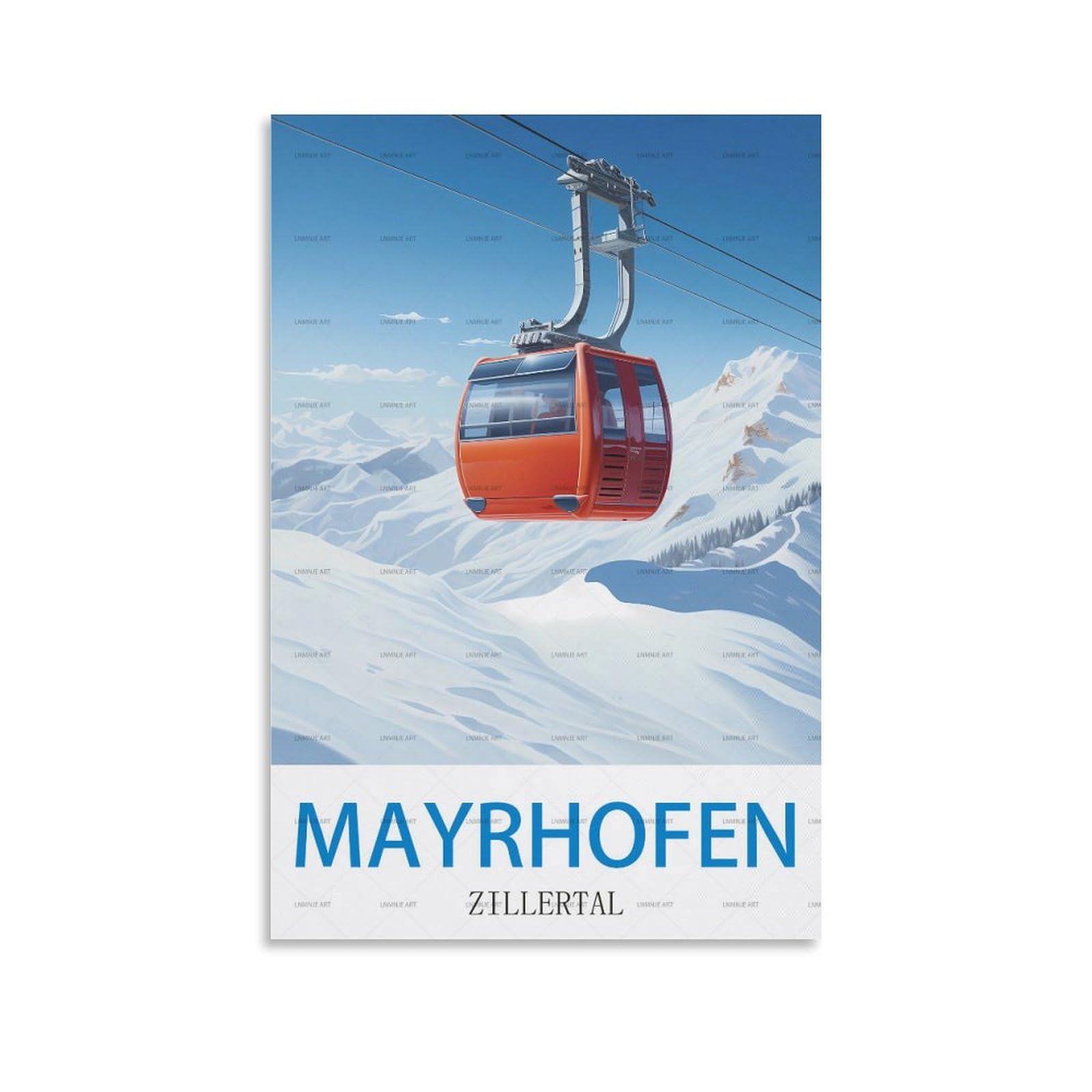 Unniq Mayrhofen Zillertal Vintage Travel Posters Skiing 08X12inch(20X30cm) Canvas Painting Wall Art, Wall Decor Pictures Prints For Living Room Bedroom