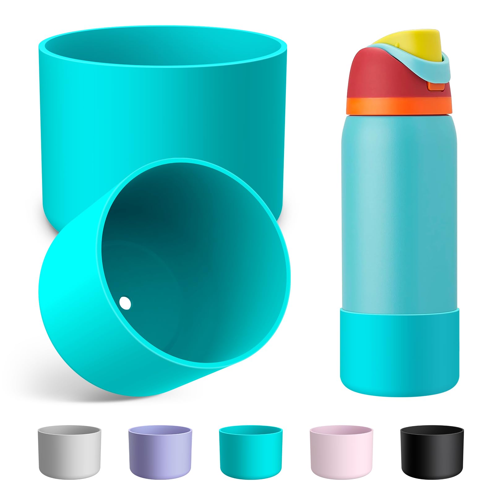 Alwenid 2PCS Silicone Water Bottle Boot for Owala 40 Oz, Anti-Slip Protective Sleeve Bottom Bumper Protector for FreeSip, Twist, and Flip Stainless Steel Water Bottles (Blue) — image 1