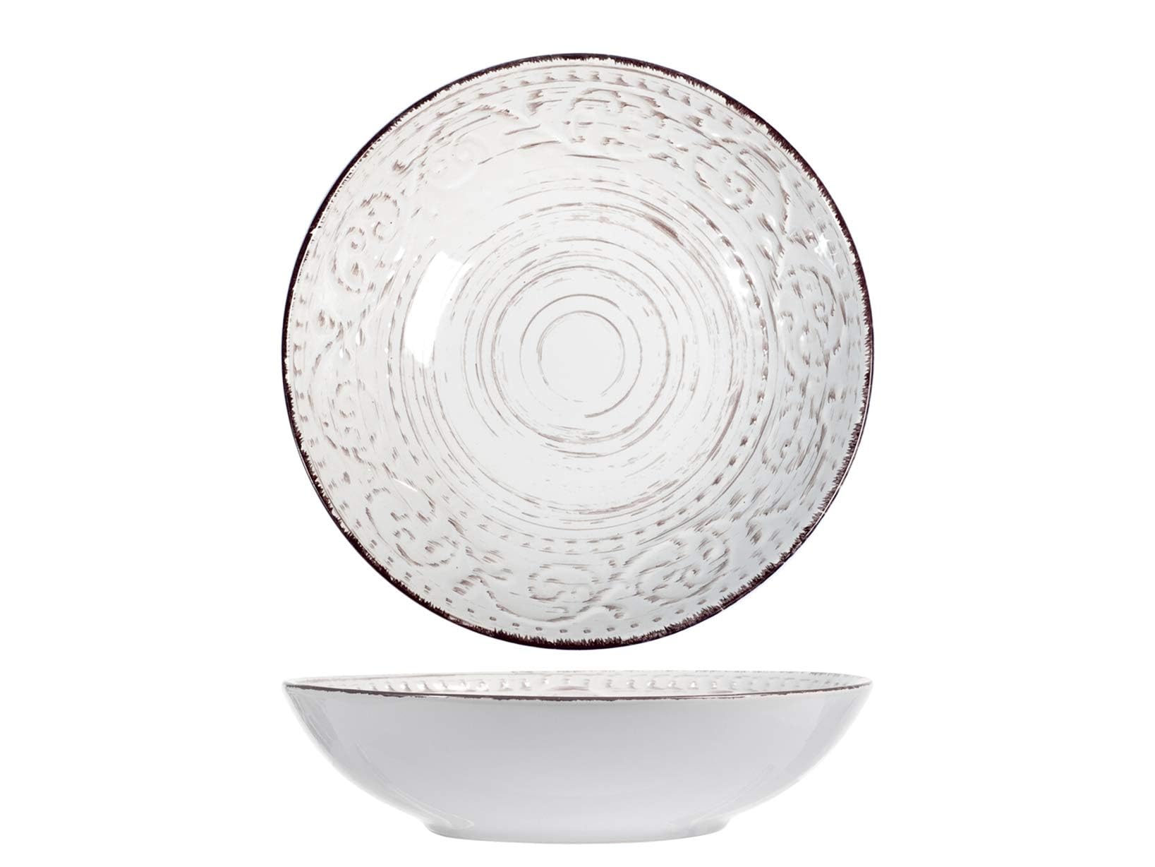 H&H Courtyard 825736 Set of 6 Soup Plates Stoneware 20 cm White