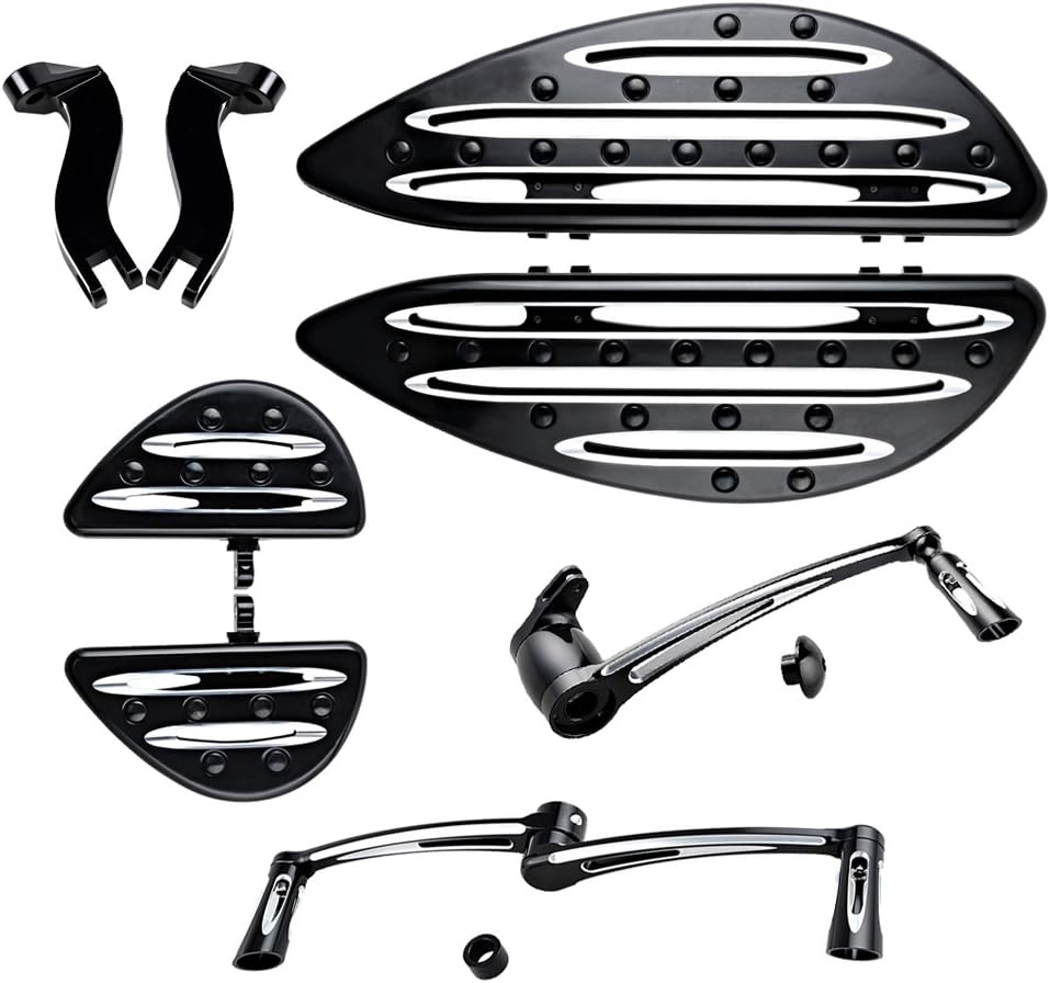 Driver Floor Boards + Passenger Footboards w/Mount Kit + Brake Arm Peg Pedal + Toe & Heel Gear Shift Lever + Shifter Pegs For 2014-2016 Harley Touring FLH FLT