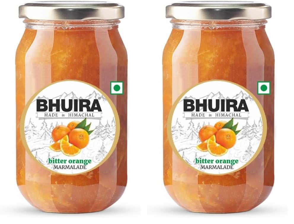Image of Bhuira Bitter Orange Marmalade- 470g | All Natural - No Added Preservatives, Artificial Colors | Handmade Himachal Vegan Spread | Breakfast Dessert Jam | Healthy Snack, Guilt-Free (Pack of 2)