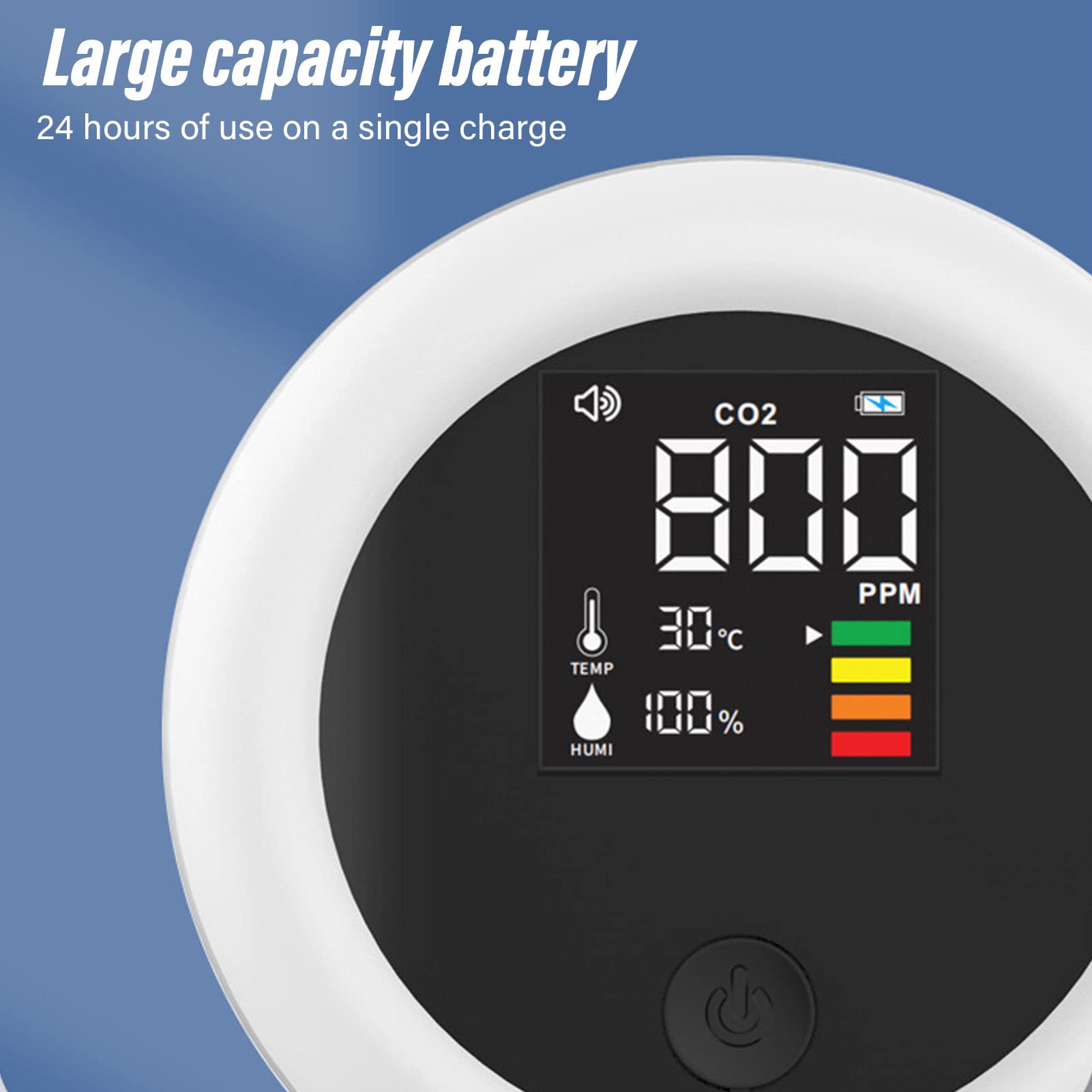 Medidor Digital CO2 3 en 1 Monitor Calidad Aire Humedad Temperatura Portatil LCD para Hogar Viajes Interiores