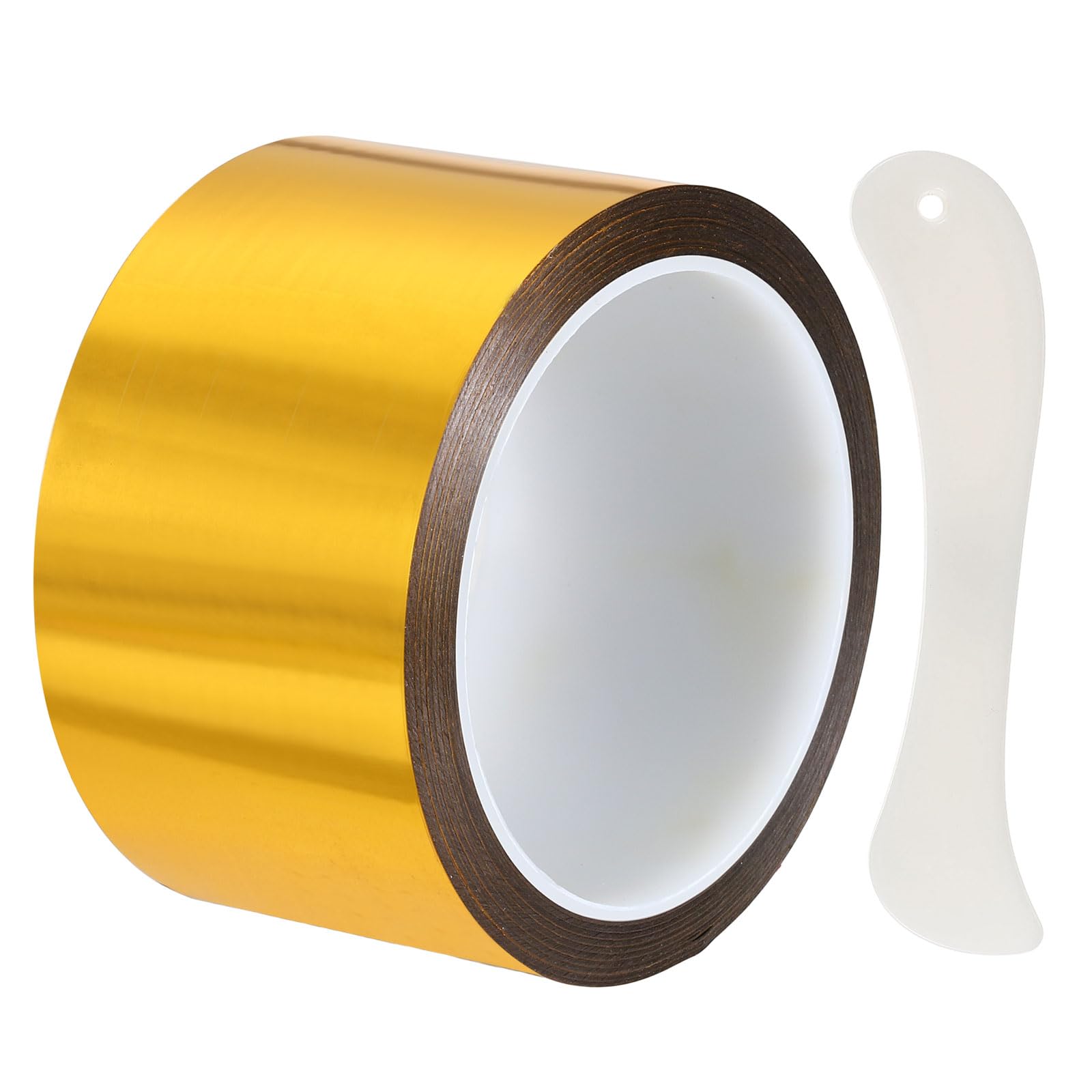 DEFANEX Metallic Mirror Tape (55mm x 50m, 0.05mm, Gold) Self Adhesive Duct Tape, for Wall Decoration Border DIY Gift Wrap