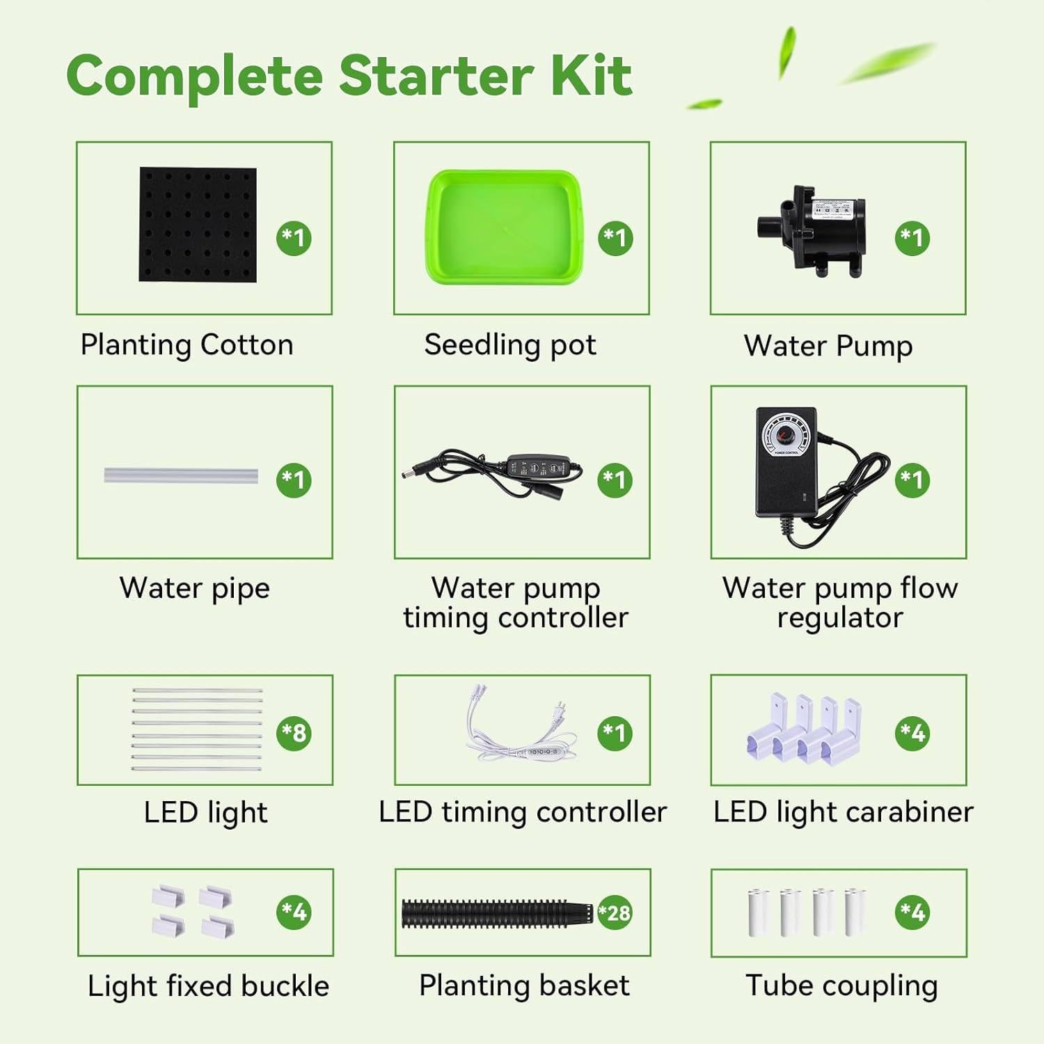 Sistemas de Cultivo hidropónico, Kits y Sistemas de Cultivo hidropónico, Torre hidropónica con luz LED de Cultivo, con Bomba hidratante, Adaptador, macetas de Red, para Hierba,7-Layer