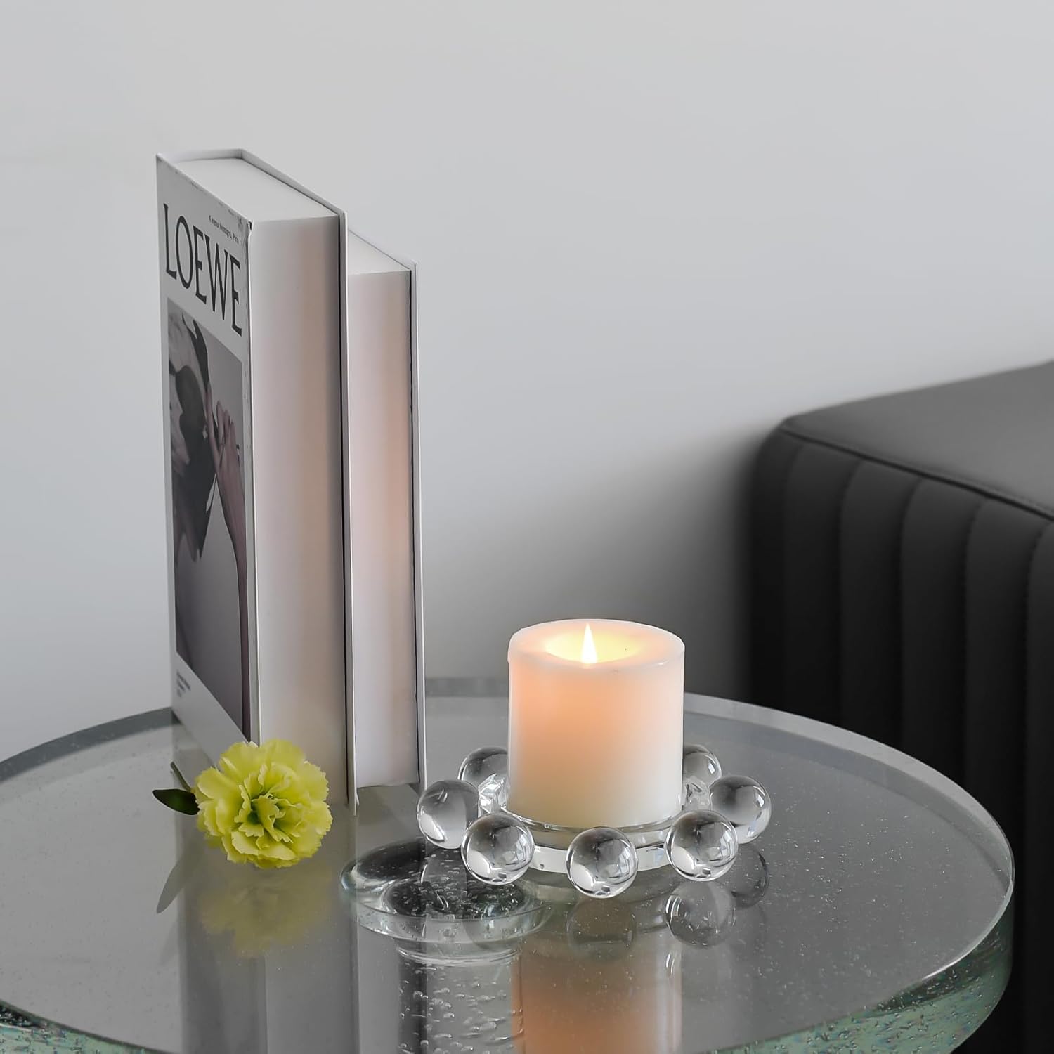 Crystal Candle Holders Pillar Candlestick Decorations for Home Party Dinner Christmas, Suitable for Large Cylindrical Candles, Clear