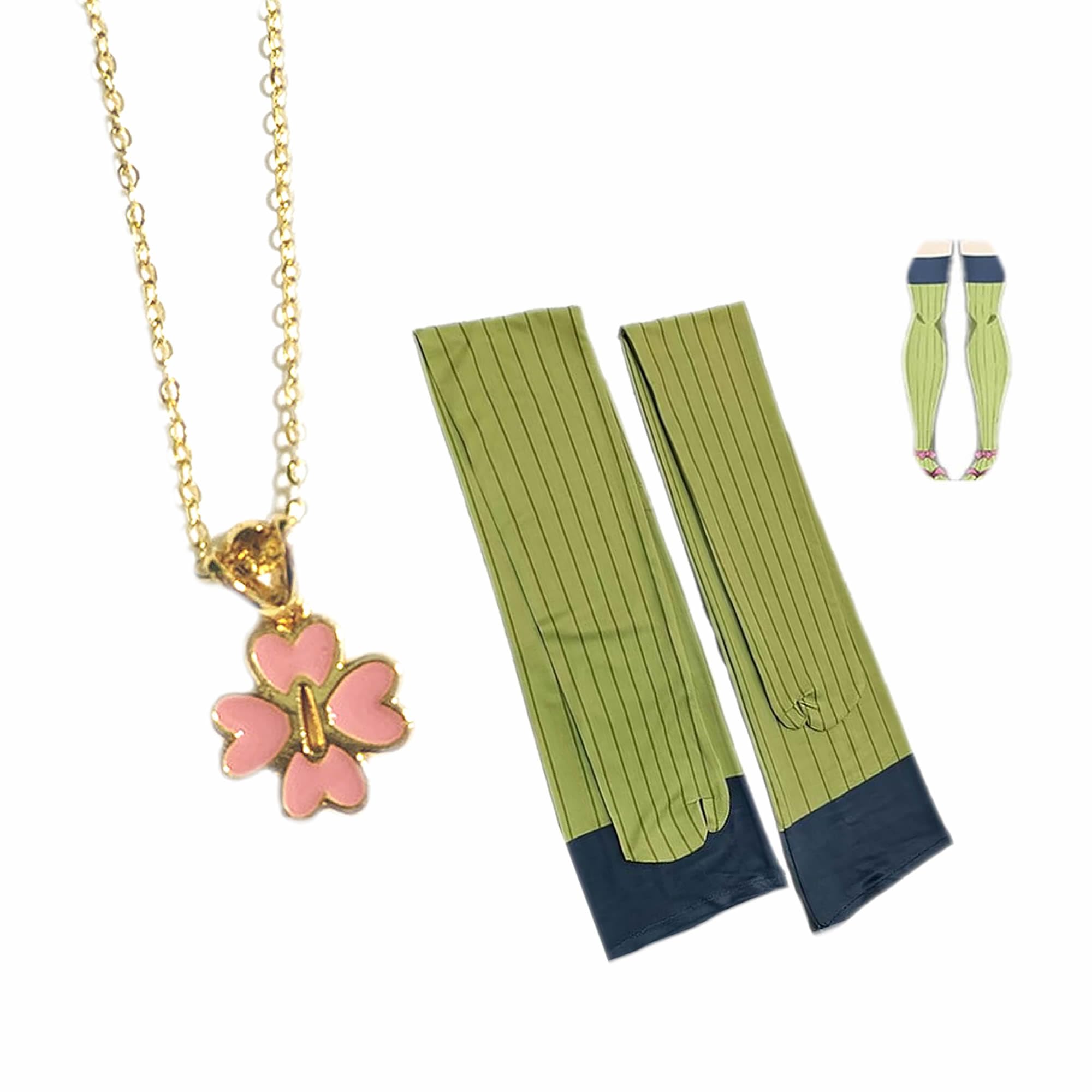 mankamongaKanroji Mitsuri Socks Anime Mitsuri Kanroji Cosplay Necklace Earring Pendant Costume Prop Accessories 3Pcs