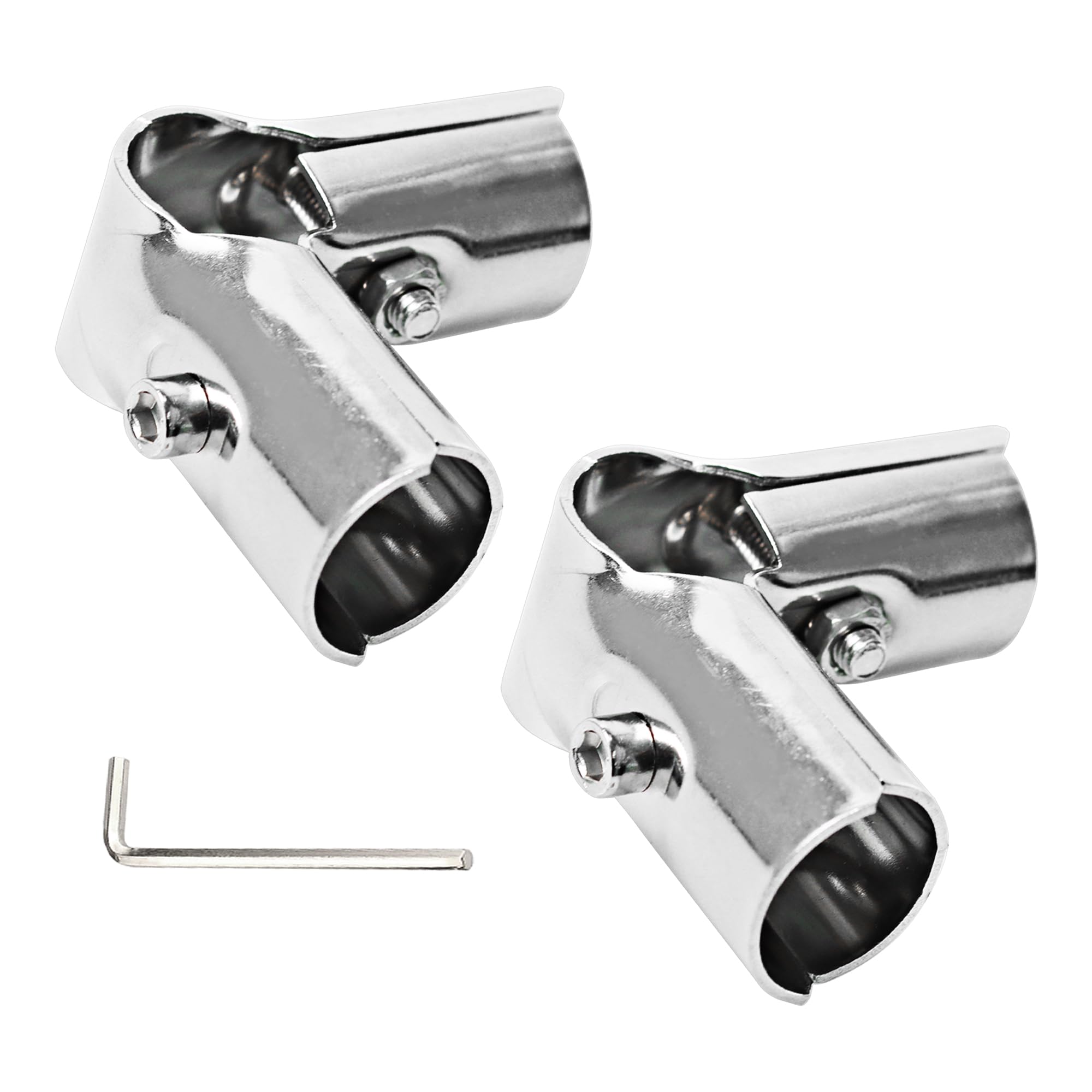 PDETVEO 2 Pack 1 Inch 90 Degree Pipe Connectors, 3-Way Chain Link Fence Parts End Rail Connector, Stainless Steel Clamp with Bolt and Nut for 1" OD